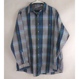 Trent Sport Men's Colorful Plaid Casual Shirt Size Large